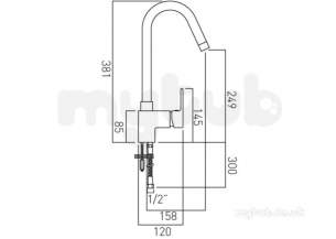 Vado Brassware -  Life Mono Sink Mixer Single Lever Deck Mtd Plus