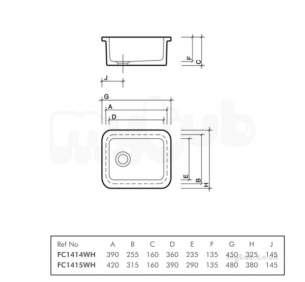 Twyfords Commercial Sanitaryware -  Lab Sink 420x315x160 No Overflow Plain Fc1415wh