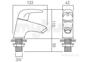 Vado Brassware -  Vado Bath Pillar Taps Deck Mounted Mag-136-c/p