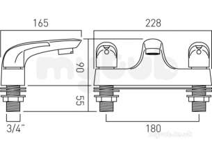 Vado Brassware -  Vado 2 Hole Bath Filler Deck Mounted Mag-137-c/p