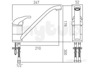 Vado Brassware -  Magma Mono Sink Mixer Single Lever Deck Mag-150-c/p