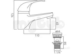 Vado Brassware -  Mono Basin Mixer Single Lever Deck Mount Mat-100/cc-c/p