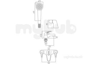 Vado Brassware -  Vado Matrix 2 Hole B/shower Mixer Deck Mtd Plus Shower Kit