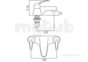 Vado Brassware -  Vado 2 Bath Filler Deck Mounted Mat-137-c/p