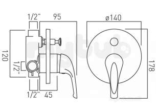 Vado Brassware -  Matrix Concealed Shower Valve Plus Diverter