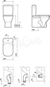 Moda Close Coupled Toilet Pan Btw Multioutlet Flushwise Md1468wh