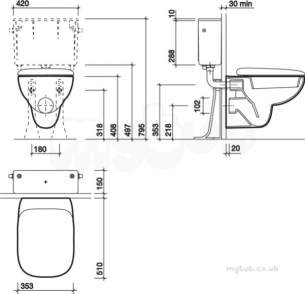 Twyford Moda Sanitaryware -  Moda Wall Hung Toilet Pan Md1738wh
