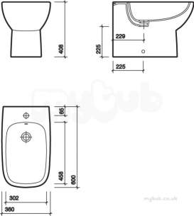 Twyford Moda Sanitaryware -  Moda Bidet Floor Standing/btw 1 Tap With Overflow Md3111wh