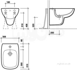 Twyford Moda Sanitaryware -  Moda Bidet Wall Hung 1 Tap Md3411wh