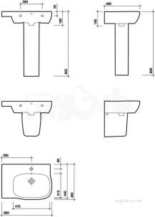 Twyford Moda Sanitaryware -  Moda Offset Washbasin 650x460 Left Hand 1 Tap With Total Install System Md4411wh