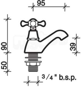 Twyford Traditional Brassware -  Mansfield 3/4 Pillar Taps Mf5215cp