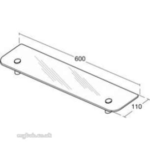 Ideal Standard Sottini Sundries -  Ideal Standard Santorini Shelf 600mm Glass N1442aa