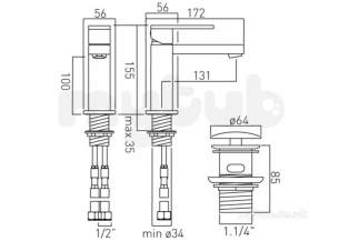 Vado Brassware -  Mono Basin Mixer Single Lever Deck Mnted Not-100/cc-c/p