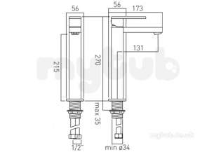 Vado Brassware -  Extended Mono Basin Mixer Single Lvr Deck Mount