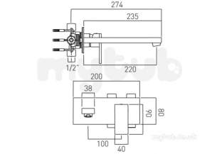 Vado Brassware -  2 Hole Basin Mixer Plus 220mm Spout Single