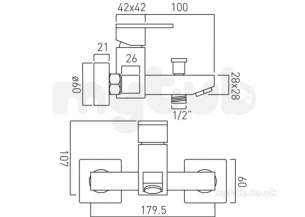 Vado Brassware -  Expsd Bath/shower Mixer Single Lever W/mntd W/o