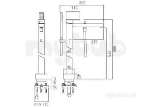 Vado Brassware -  Bath Shower Mixer With Shower Kit Single