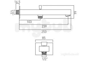 Vado Brassware -  Vado Bath Spout With Diverter Wall Mount