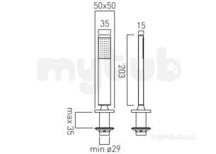 Vado Brassware -  Notion Sgle Funtn Shower Hndst Deck Mount Plus Not-deckkit-c/p