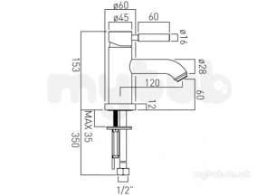 Vado Brassware -  Mono Basin Mixer Single Lever Deck Mount Nua-100/sb-c/blk