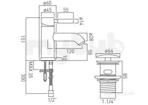 Vado Brassware -  Mono Basin Mixer Single Lever Deck Mount Ori-100/cc-c/p