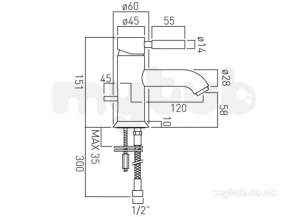 Vado Brassware -  Mono Basin Mixer Single Lever Deck Mount Plus Ori-100-c/p