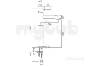 Vado Brassware -  Extended Mono Basin Mixer Single Lever Ori-100e/sb-c/p