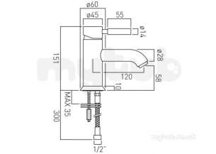 Vado Brassware -  Mono Basin Mixer Single Lever Deck Mount Ori-100/sb-c/p