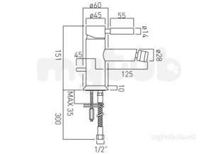 Vado Brassware -  Mono Bidet Mixer Single Lever Deck Mount Plus Ori-110-c/p