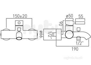 Vado Brassware -  Exposed Bath Shower Mixer Single Lever Ori-123-c/p