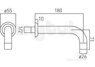 Vado Brassware -  Vado Ori-140-c/p Bath Spout Wall Mounted