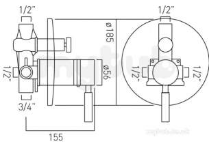 Vado Brassware -  Origins Conc Thermo Shower Valve Plus Divertr