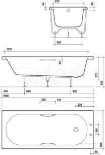 Twyfords Acrylic Baths -  Opal Bath 1700x700 No Tap No Grip Ol8500wh