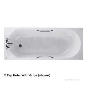 Twyfords Acrylic Baths -  Option Bath 1700x700 2 Tap Inc Grips Ot8522wh