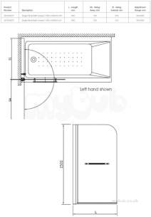 Twyford Outfit Total Install Showers -  Outfit 1 X Pnl Bath Screen 1500x850mm Left Hand Of0968cp