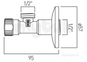 Vado Brassware -  Chrome Plated Mini Angle Valve 1/2 Inch X1/2in Pex-225-a