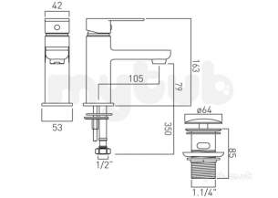 Vado Brassware -  Mono Basin Mixer Single Lever Deck Mnted Pha-100/cc-c/p