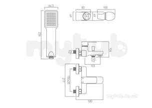 Vado Brassware -  Exposed Bath Shower Mixer Single Lever Pha-123 Plus K-c/p