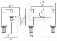 Vado Brassware -  3 Hole Bath Shower Mixer Single Lever Deck