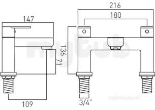 Vado Brassware -  Vado 2 Hole Bath Filler Deck Mounted Pha-137-c/p