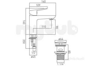 Vado Brassware -  Mono Basin Mixer Single Lever Deck Mnted Pho-100/cc-c/p