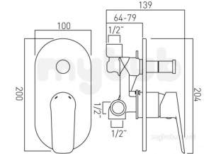 Vado Brassware -  Photon Conc Shower Valve Plus Diverter Single Lvr