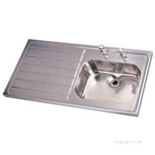 Twyford Stainless Steel -  1200mm Sink Single Bowl And Left Hand Drain 2t Ps4051ss
