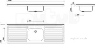 Twyford Stainless Steel -  1800 Sink Single Central Bowl And Double Drainer 0t Htm64 St B Ps4152ss