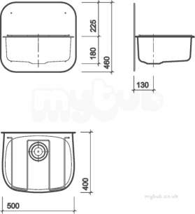 Twyford Stainless Steel -  Wall Hung Bucket Sink Wit Splashback And Grid Ps5044ss