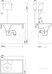 Twyford Stainless Steel -  1000 Disposal Hopper And Worktop Back Inlet Right Hand Drainer 1000 Htm64 Duh Ps8104ss
