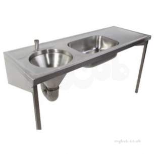 Twyford Stainless Steel -  1600 Disposal Hopper And Worktop Top Inlet Right Hand Drainer Htm64 Duhs Ps8107ss
