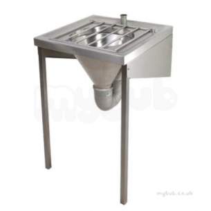 Twyford Stainless Steel -  600 Wall Mounted Disposal Hopper With Grating Top Inlet Ps8109ss