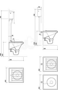 Twyford Stainless Steel -  600 Wall Mounted Disposal Hopper With Grating Top Inlet Ps8109ss