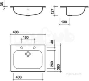 Twyford Stainless Steel -  Inset Bowl 406x260 With Overflow 2 Tap Holes Ps8701ss